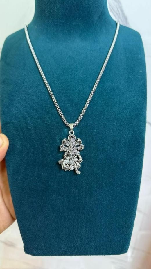 Narsimha Dev Silver-Plated Pendant with Chain for Men