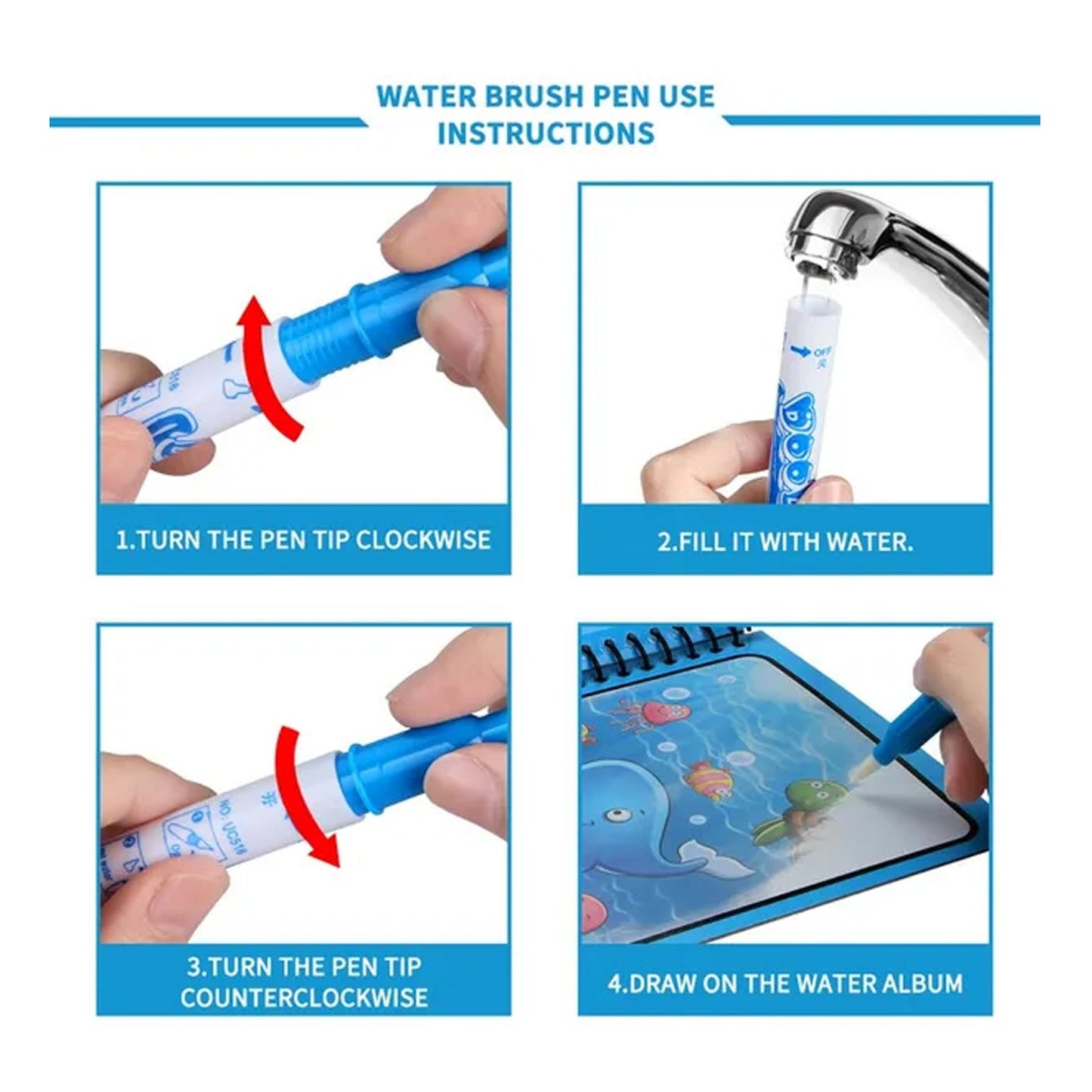 Quick Dry Water Coloring Book Doodle with Magic Pen