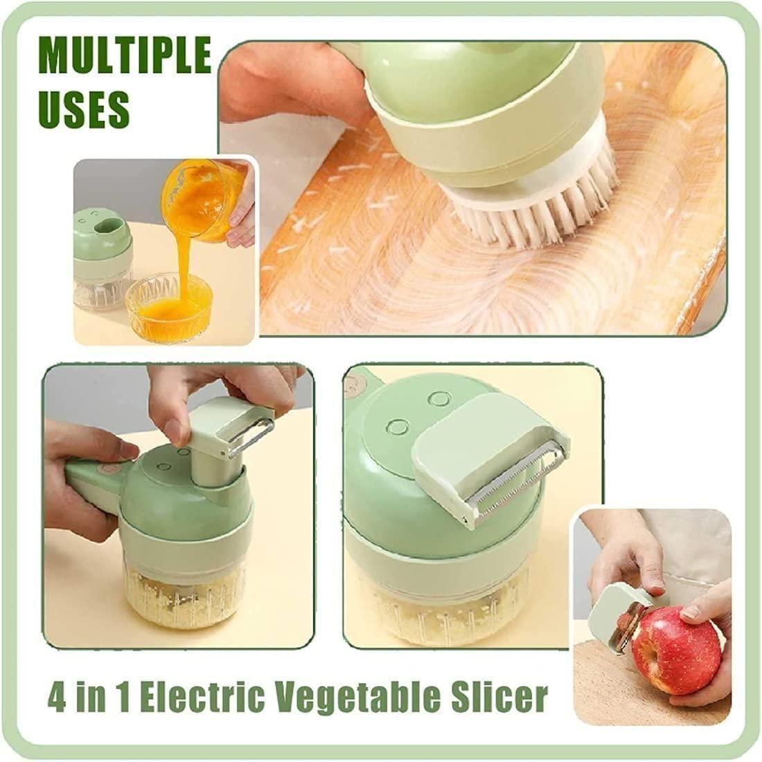 4-in-1 Mini Electric Chopper – Portable Food Processor & Vegetable Cutter with USB Type-C Charging
