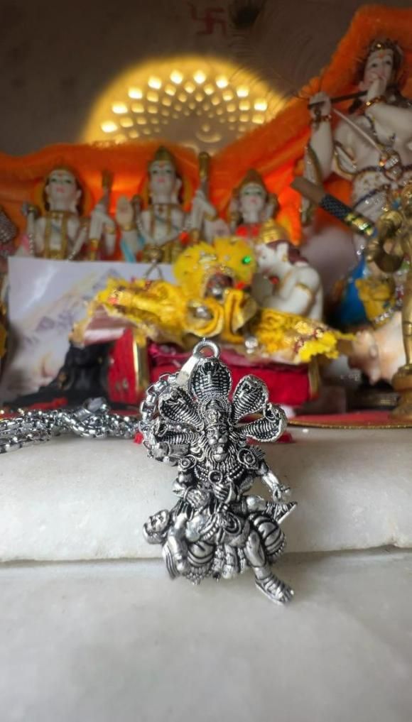 Narsimha Dev Silver-Plated Pendant with Chain for Men
