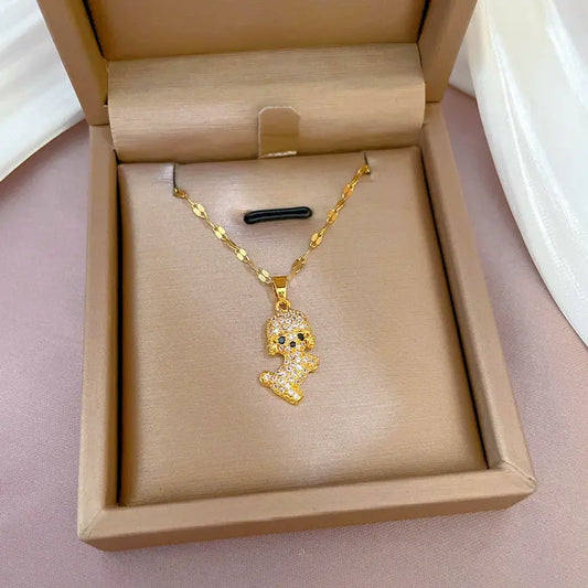 Diamond Puppy Pendant Necklace