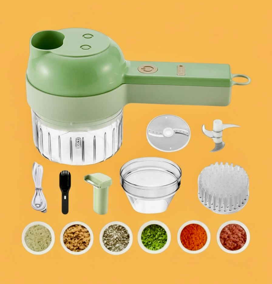 4-in-1 Mini Electric Chopper – Portable Food Processor & Vegetable Cutter with USB Type-C Charging