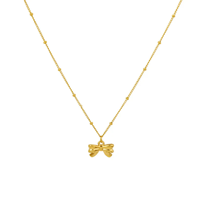 Dainty Bow Pendant Necklace-soristyle