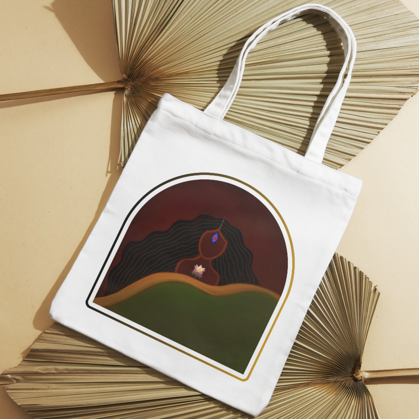 Tote Bag with Zipper – Hand-drawn Devi Art Print
